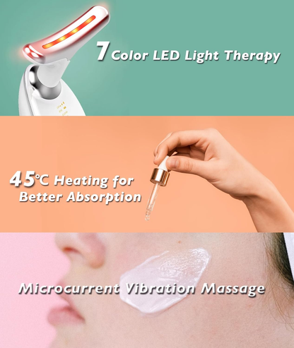 Red light therapy facial and neck massage stick, 7-color LED facial and neck massager