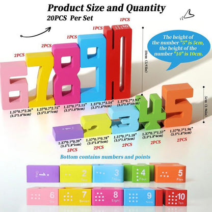 Wooden Number Building Block, Creative Montessori Stacking Toys, Early Educational Toy for Children(1 Box)