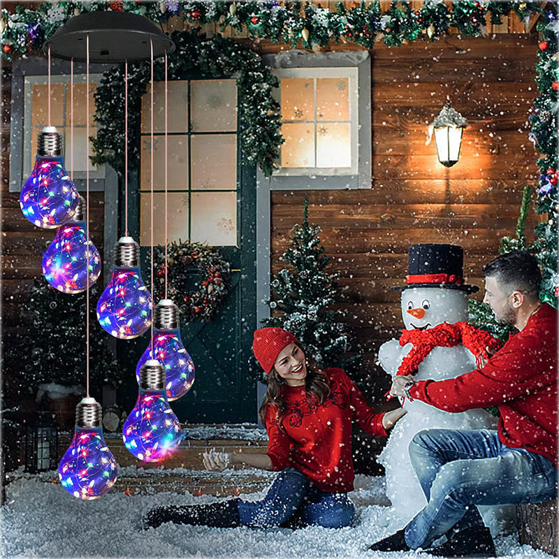 (🔥2025 BEST GIFT TO FAMILY🔥)Colorful LED Solar-Powered Light Bulb Wind Chimes