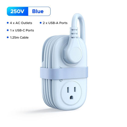 Travel Power Strip. ORICO 4 Outlets 3 USB Ports (1 USB C) with 4FT Wrapped Short Extension Cord Small Power Strip