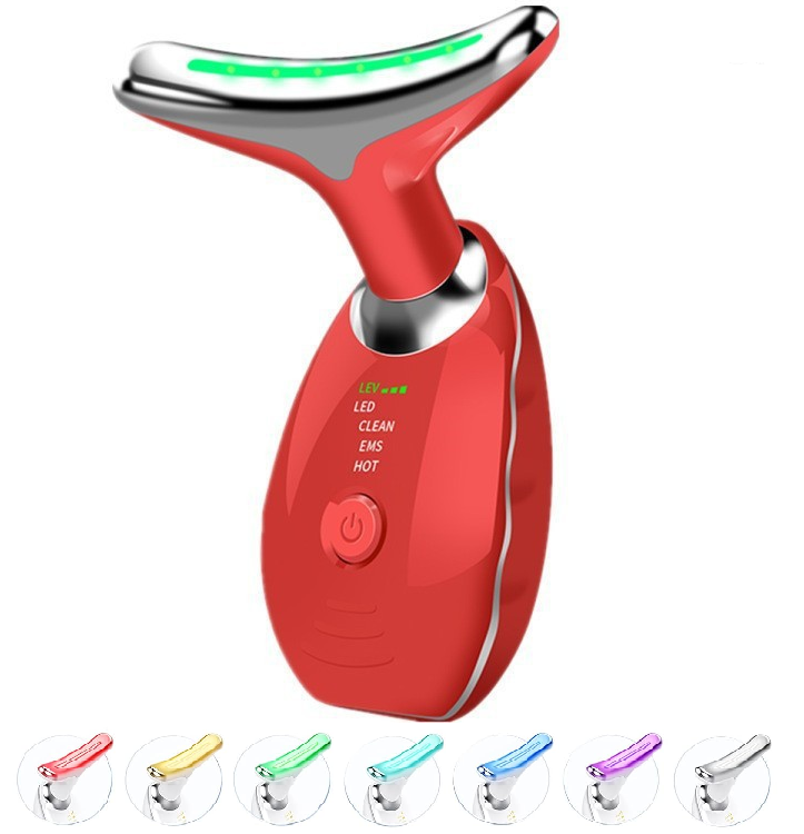 Red light therapy facial and neck massage stick, 7-color LED facial and neck massager